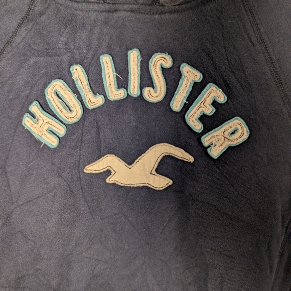 Y2K Hollister Women's Hoodie Navy Blue Vintage Pullover Size Medium 2000s - Picture 3 of 6
